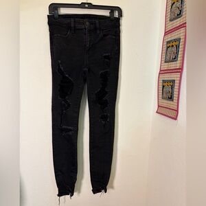 Women’s Distressed Black Skinny Jeans 2S